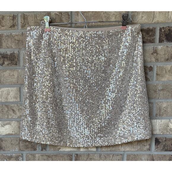 NWT Womens Sequin Mini Skirt med Party Size 10 Bling Chic Celebration Sparkle - Picture 2 of 8